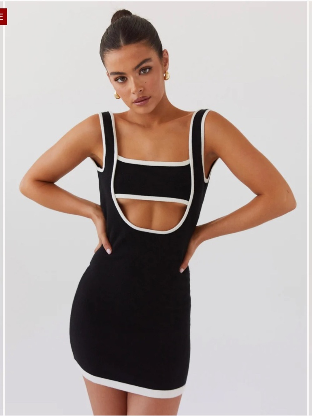New Peppermayo Lost In Paris Knit Cut Out Black Mini Dress Size XS-Small